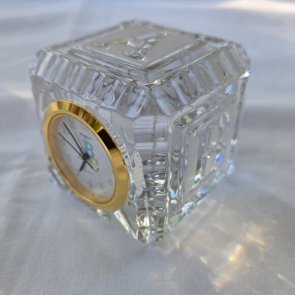 Waterford Ireland Lead Crystal Quartz ABC Block Clock Baby Gift - Picture 2 of 9